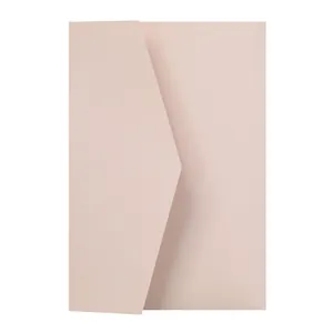 Detail of elegant pearl pink laser-cut envelope with premium pearlescent texture finish
