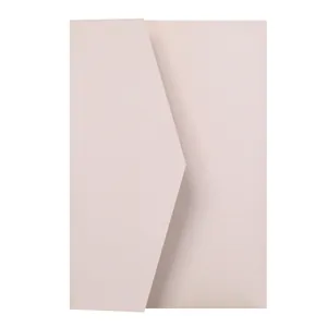 Detail showing the pearlescent texture and triangular flap of the pale pink envelope