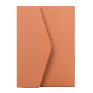 Detail of premium copper metallic cardstock envelope with classic triangular flap closure