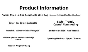 Drei-in-eins wasserfeste Nylon-Handgelenktasche mit Details zu Gewicht und Maßen