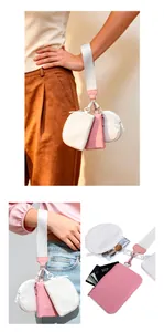 Detailansicht des 3-in-1 Armbandsets mit rosa Kartenhalter und weißen Mini-Reißverschlusstaschen