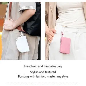 Vielseitige 3-in-1 Mini-Handgelenktasche für Karten und Münzen in Weiß und Rosa