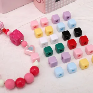 Glossy Acrylic Cube Beads For DIY Jewelry Making Square Spacer Beads With Large Hole Colorful Craft Beads For Bracelet Necklace