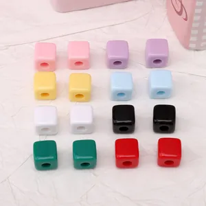 Colorful 10mm acrylic square beads for DIY necklaces and handmade jewelry making