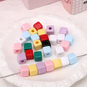 Colorful 10mm acrylic square cube beads for DIY jewelry necklaces and bracelets