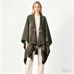 Detail of dark green cashmere shawl with horse print and striped border design