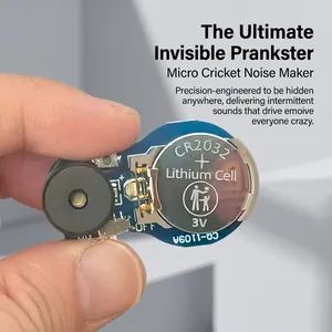 Mini hidden cricket prank noise maker with CR2032 battery and compact PCB circuit