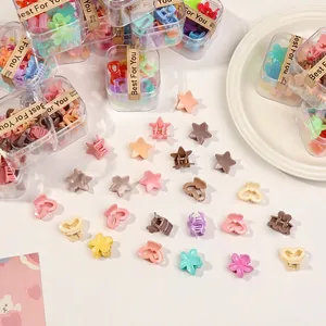 Korean Style Mini Hair Claw Clips Matte Plastic Non-Slip Mixed Shapes Cute Hair Accessories For Women Girls Elegant Durable