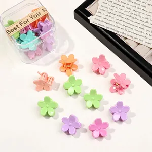 Mini flower hair claws in macaron colors with a Best For You transparent storage box