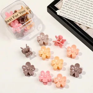 Morandi colored flower hair claws in a transparent gift box with a random color assortment