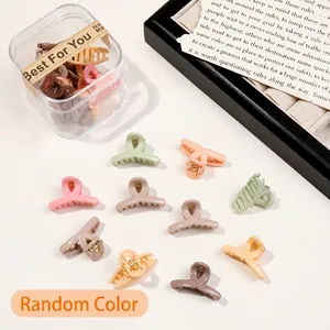 Mini hair claw clip set in Morandi colors with clear gift box and random colors