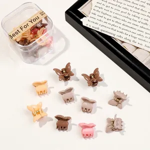 Mini butterfly hair claw clips set in transparent storage box with Best For You sticker