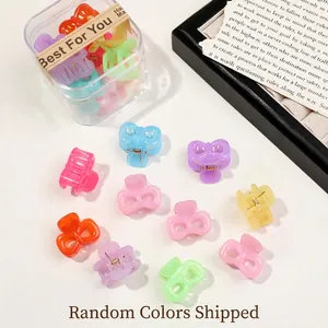 Mini butterfly hair clips in colorful macaron shades with clear storage gift box