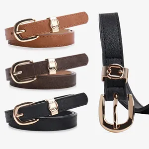 Détails de ceintures pour femmes en noir et marron avec boucles en métal doré