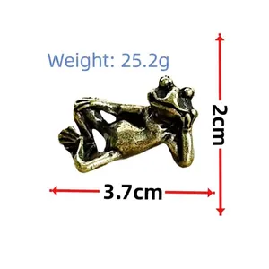 Detailed dimensions of antique brass toad tea pet with 3.7cm length and 25.2g weight
