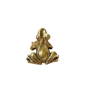 Miniature vintage copper frog figurine for aquarium and bonsai landscape decor