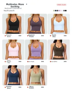Detailed grid view showcasing eight vibrant colors of the halter V-neck yoga sports vest