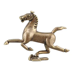 Close-up of vintage bronze Flying Horse of Gansu statue with detailed metal texture