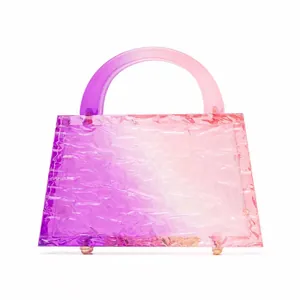 Chic bubble texture acrylic handbag with purple-pink gradient for evening parties