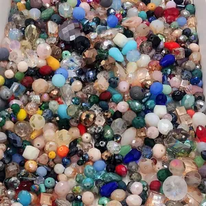 Macro shot of colorful assorted DIY glass beads in various shapes and finishes