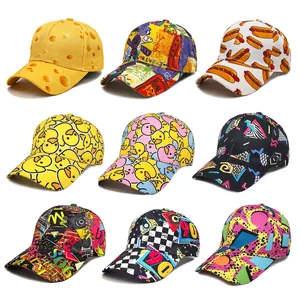 Novelty Print Baseball Cap Polyester Curved Brim Adjustable Sun Hat For Men Women Casual Outdoor Sports Retro Style