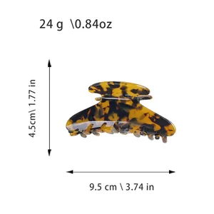 Acetate tortoise shell hair claw clip size guide with 9.5cm length and weight dimensions