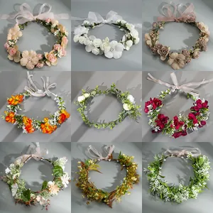 Bohemian floral headband collection with fabric petals and silk ribbons in nine styles