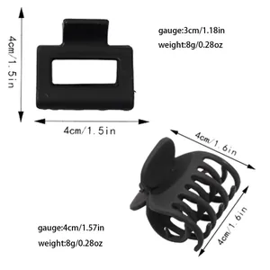 Matte black hair claw clips set of two with precise 4cm dimensions and 8g weight