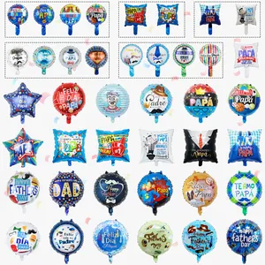 Father's Day Aluminum Foil Balloons Multilingual Spanish English Feliz Dia Papa Mylar Balloons Party Decoration Round Star