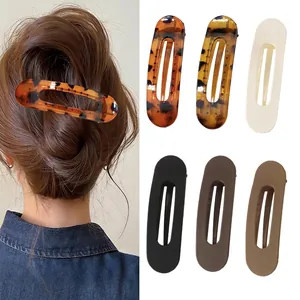 Pinces à Cheveux Ovales Ajourées en Plastique PS Mat pour Femmes Minimaliste Dépoli Accessoires de Coiffure Mode Quotidien