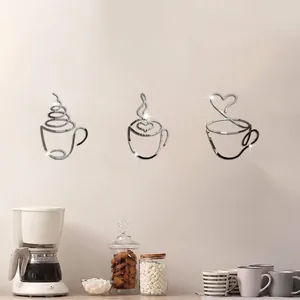 Minimalist Iron Art Coffee Cup Wall Decoration Heart Metal Line Art Home Kitchen Cafe Restaurant Wall Hanging Assortment