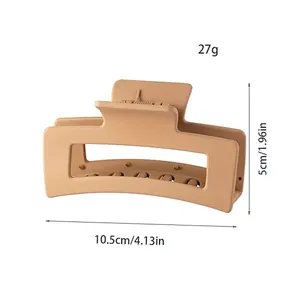 Matte khaki rectangular hair claw clip measuring 10.5cm and weighing 27g for women