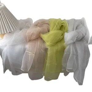 Elegant lightweight striped silk scarves in four pastel colors for women's fashion