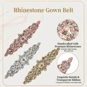 Elegant rhinestone and pearl bridal belt available in silver, gold, and rose gold