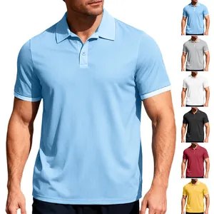 Men Polo Shirt Waffle Knit Short Sleeve Slim Fit Casual Breathable Athletic Golf Top Fashion Lightweight Top For Men