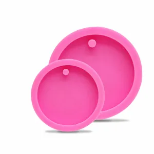 Round Silicone Mold For DIY Epoxy Resin Keychain Hanging Tag Plaster Crafting Food Grade Silicone Baking Cake Fondant Mold