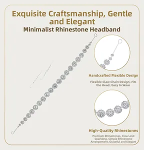 Vue détaillée du bandeau strass flexible avec des cristaux ronds et étincelants