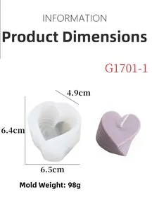 Dimensions détaillées du moule en silicone pour bougies en forme de cœur spirale