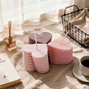 Moule à bougie en silicone en forme de cœur empilable pour décorations DIY maison