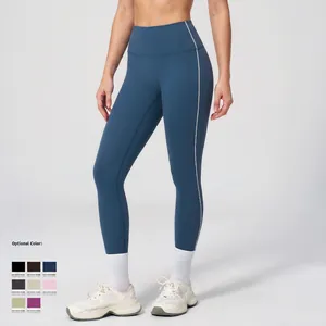 High waist colorblock yoga leggings in navy blue and seven other color options