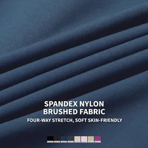Four-way stretch brushed nylon yoga bra fabric detail in deep blue with eight color options