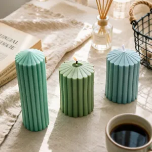 Moule en silicone cylindrique pour bougies parfumées décoratives à rayures