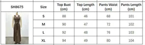 Size chart for women sleeveless backless top and high waist pants set S-XL