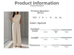 Size chart and details of an apricot one-shoulder high waist wide-leg jumpsuit
