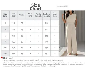 Size chart showing S-3XL measurements for solid color one-shoulder jumpsuits
