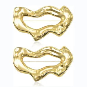 Broche Géométrique Creuse en Métal Liquide Irrégulier en Alliage Artistique Ondulée Épingle de Revers pour Femmes Hommes Mode Costume Décor