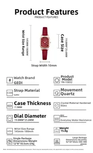 Specifiche tecniche per l'orologio al quarzo ovale retrò oro rosa con cinturino in pelle