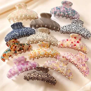 Grande Pince à Cheveux en Acétate Style Français Élégant Motif Floral Marbre Épingles à Cheveux Antidérapantes pour Femmes