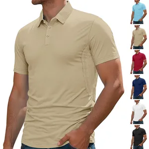 Men Short Sleeve Polo Shirt 100% Polyester Breathable Quick Dry Casual Business Lapel Lightweight Sporty Fashion Top