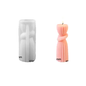 Creative 3D knotted pillar silicone mold for DIY aromatherapy candles and desk decor